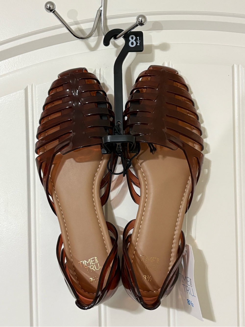 Time and Tru Brown Jelly Slingback Sandals